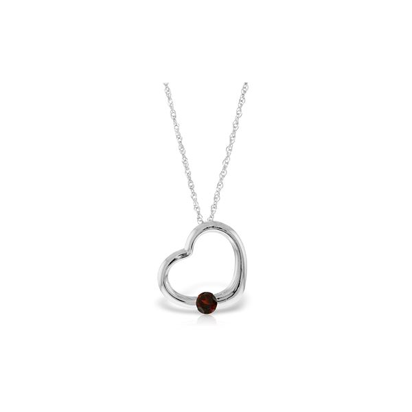 Genuine 0.25 ctw Garnet Necklace 14KT White Gold - REF-29N2R