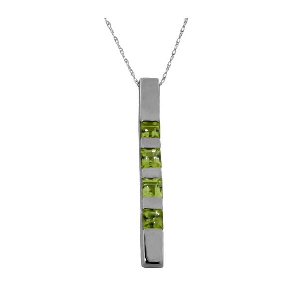 Genuine 0.35 ctw Peridot Necklace 14KT White Gold - REF-26Y6F