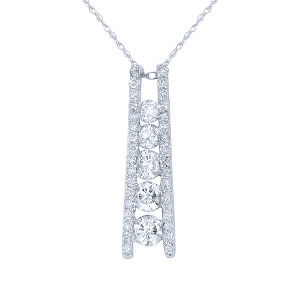 Natural 1.03 CTW Diamond Necklace 14K Gold - REF-140W4H