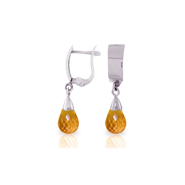 Genuine 2.5 ctw Citrine Earrings 14KT White Gold - REF-22Y3F
