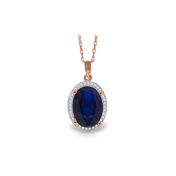 Genuine 6.58 ctw Sapphire & Diamond Necklace 14KT Rose Gold - REF-103M5T