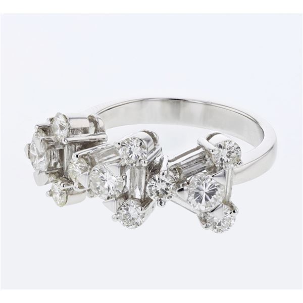 Natural 2.06 CTW Baguette & Diamond Ring 18K White Gold - REF-303T3X