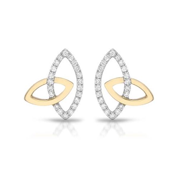 Natural 0.27 CTW Diamond Earrings 14K Two Tone Yellow Gold - REF-32W4H