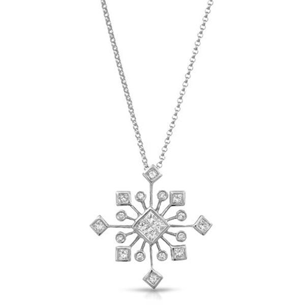 Natural 0.66 CTW Princess Diamond & Princess Diamond Necklace 18K White Gold - REF-113T4X