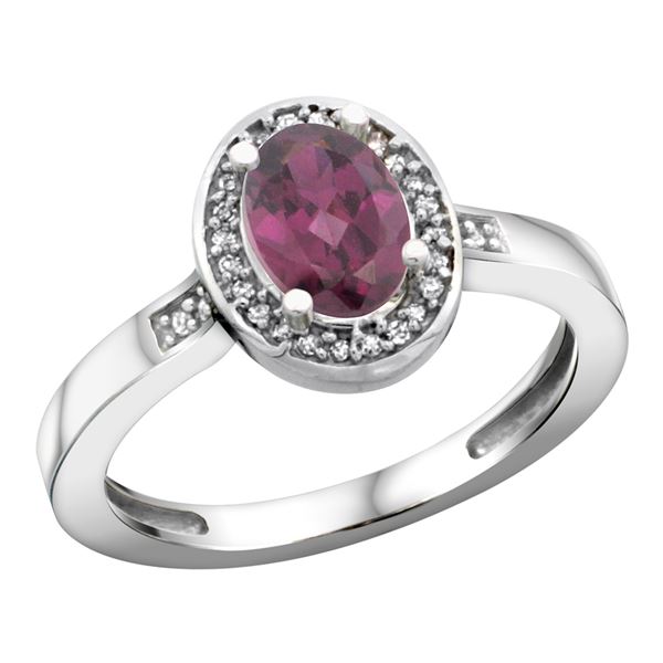 1.15 CTW Rhodolite & Diamond Ring 14K White Gold - REF-38M4A