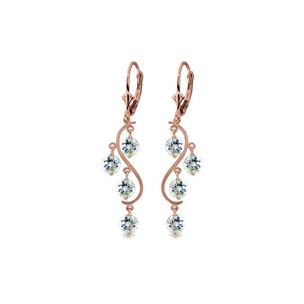 Genuine 4.5 ctw Aquamarine Earrings 14KT Rose Gold - REF-66N2R