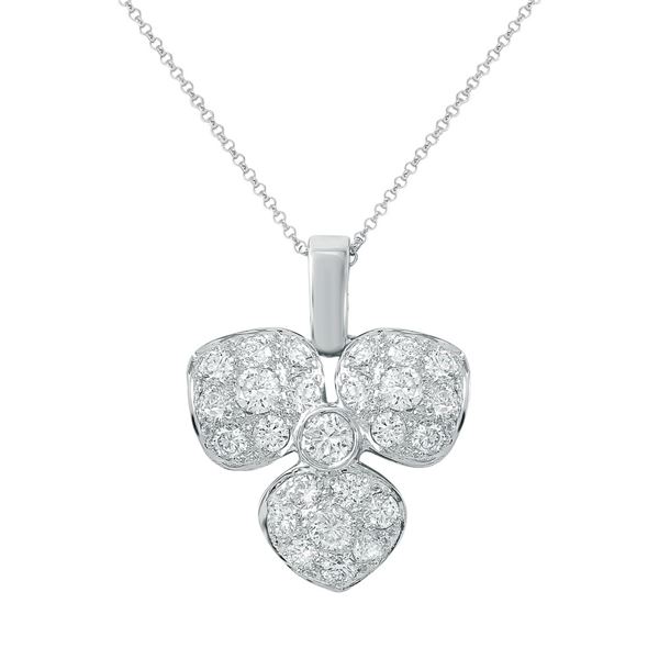 Natural 1.06 CTW Diamond Pendant 18K White Gold - REF-135K2R