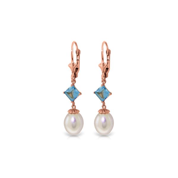 Genuine 9.5 ctw Blue Topaz Earrings 14KT Rose Gold - REF-24N4R