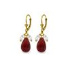 Image 1 : Genuine 18.6 ctw White Topaz & Ruby Earrings 14KT Yellow Gold - REF-46V7W