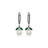 Image 1 : Genuine 9 ctw Emerald & Pearl Earrings 14KT White Gold - REF-41Y4F