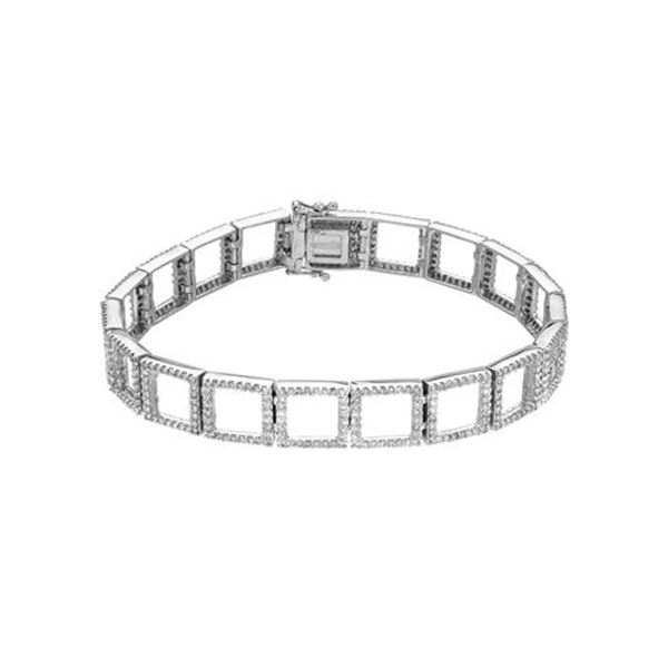 Natural 2.92 CTW Diamond & Bracelet 18K White Gold - REF-438F3M