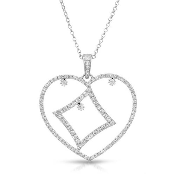 Natural 0.94 CTW Diamond Necklace 14K White Gold - REF-74K7R