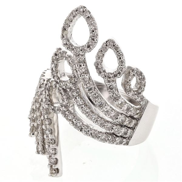 Natural 1.41 CTW Diamond Ring 14K White Gold - REF-165F6M