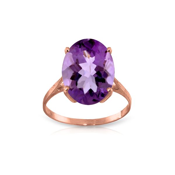 Genuine 7.55 ctw Amethyst Ring 14KT Rose Gold - REF-45F3Z