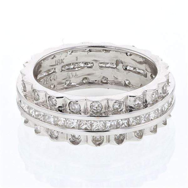 Natural 1.78 CTW Princess Diamond Ring W=7MM 18K Gold - REF-240W3H