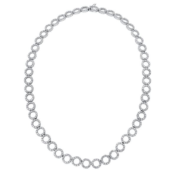Natural 12.86 CTW Diamond Necklace 18K White Gold - REF-904N5Y