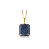 Image 1 : Genuine 6.6 ctw Sapphire & Black Diamond Necklace 14KT Yellow Gold - REF-100N6R