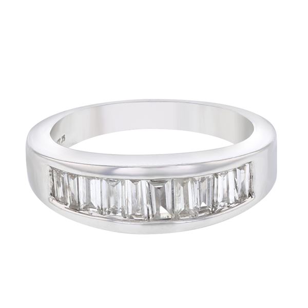 Natural 0.75 CTW Baguette Ring 14K White Gold - REF-141F3M