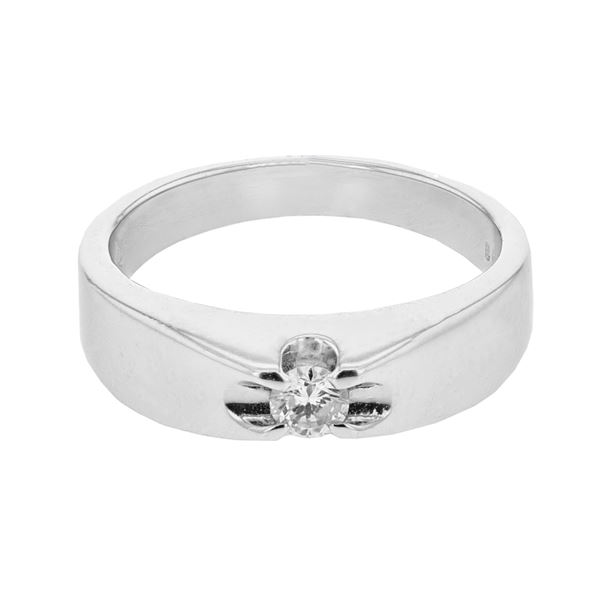 Natural 0.14 CTW Diamond Ring 14K White Gold - REF-50F4M