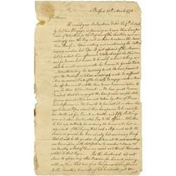 1778 Letter Written to General Edward Hand