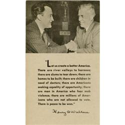 1948 Henry Wallace Progressive Party Post Card