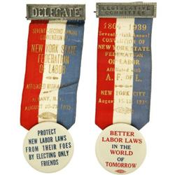 2 New York State Federation of Labor Badges