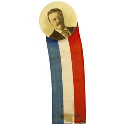 Theodore Roosevelt Campaign Button With Ribbon