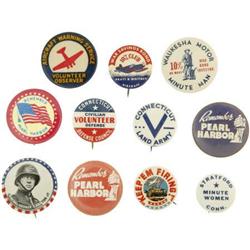 Lot of 11 World War II Patriotic Buttons