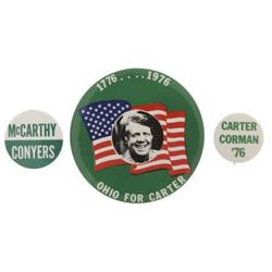 Lot of Three Jimmy Carter Campaign Pins