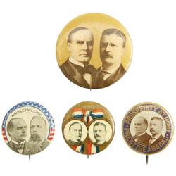 4 William McKinley Campaign Jugate Buttons