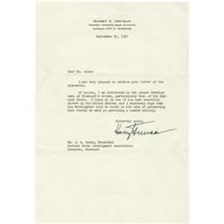 Harry Truman Typed Letter Signed