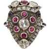 Image 1 : Diamond, Ruby, Sapphire, Silver-Topped Gold Ring