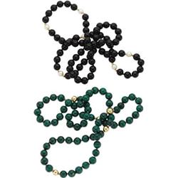 Onyx, Malachite, Gold Bead Necklace Lot