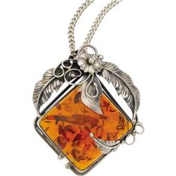 Amber, Sterling Silver Pendant-Necklace