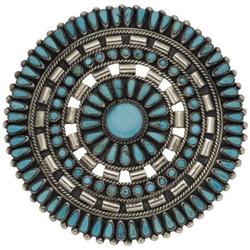 Southwest Turquoise, Silver Brooch, Zuni