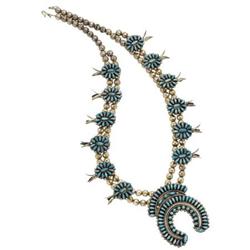 Southwest Turquoise, Silver Necklace, Zuni