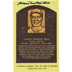 Cool Papa Bell Signed Gold Hall of Fame Plaque.