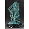 Image 2 : CHINESE CARVED FAUX TURQUOISE FIGURE OF GUANYIN
