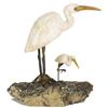 Image 1 : White quartz crane and chick on base of iron pyrite R