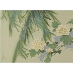 DAVID LEEWhite FlowersLithograph, matted and fra