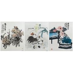 A Set of Three Chinese Calendar Prints