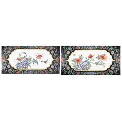 A Pair of Asian Enamelled Copper Plaques 19th C