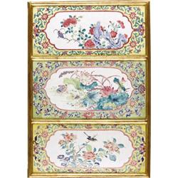 Three Chinese Enamel Panels