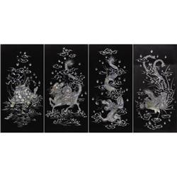 Four Asian Lacquer Panels