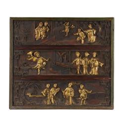 An Asian Carved Wooden Panel
