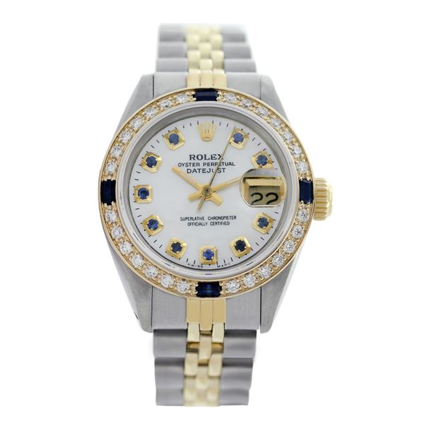 Rolex Pre-owned 26mm Womens Custom White Mother of Pearl Two Tone