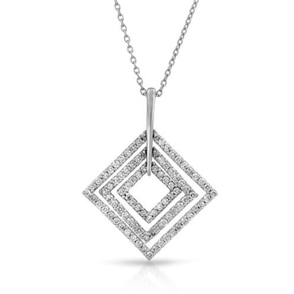 Natural 0.50 CTW Diamond Necklace 14K White Gold - REF-62W3H