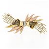 Image 1 : Jabel Vintage 18K Gold .90 ctw Diamond Textured Multi-Wire Spray Bow Brooch Pin