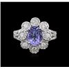 Image 2 : 14KT White Gold 2.00 ctw Tanzanite and Diamond Ring