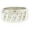 Image 1 : Men's 14k White Gold 1.00 ctw Round Diamond Diagonal Channel WIDE BOLD Band Ring